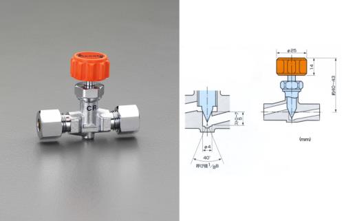 アソー（ASOH） 10mmx10mm ニードルバルブ(ｽﾄﾚｰﾄ型･ﾘﾝｸﾞ式) CR-2310