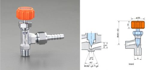 アソー（ASOH） R 3/8”xφ10.5mm ニードルバルブ(ｽﾃﾑ型) CY-3310