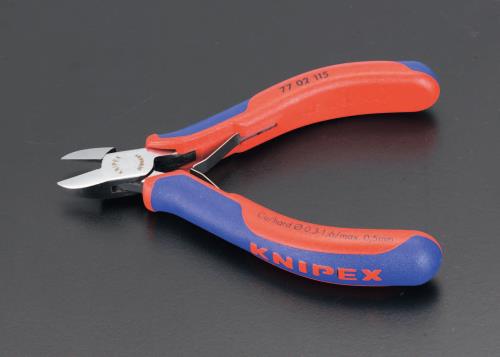 KNIPEX（ｸﾆﾍﾟｯｸｽ） 115mm 精密用ニッパー(ｸﾞﾘｯﾌﾟ･ﾊﾞﾈ付/斜刃) 7702115