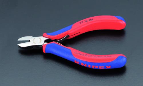 KNIPEX（ｸﾆﾍﾟｯｸｽ） 115mm 精密用ニッパー(ｸﾞﾘｯﾌﾟ･ﾊﾞﾈ付/斜刃) 7712115