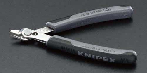 KNIPEX（ｸﾆﾍﾟｯｸｽ） 125mm 精密用ニッパー(ESDｸﾞﾘｯﾌﾟ/INOX) 7803125ESD