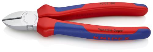 KNIPEX（ｸﾆﾍﾟｯｸｽ） 180mm 電工ニッパー(ｸﾞﾘｯﾌﾟ付/ﾒｯｷ) 7005180