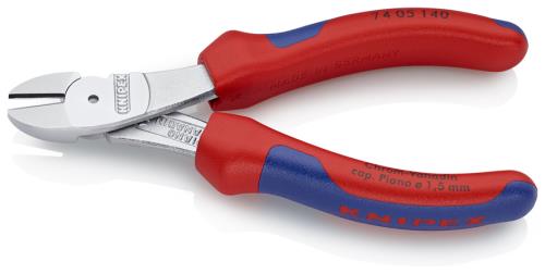 KNIPEX（ｸﾆﾍﾟｯｸｽ） 140mm 強力型ニッパー(ｸﾞﾘｯﾌﾟ付/ﾒｯｷ) 7405140