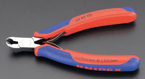 KNIPEX（ｸﾆﾍﾟｯｸｽ） 115mm 精密用エンドニッパー(ｸﾞﾘｯﾌﾟ･ﾊﾞﾈ付) 6442115