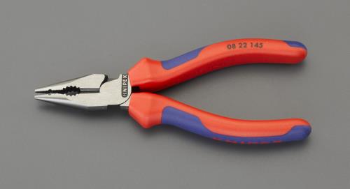 KNIPEX（ｸﾆﾍﾟｯｸｽ） 145mm ニードルノーズペンチ(ｸﾞﾘｯﾌﾟ付) 0822145