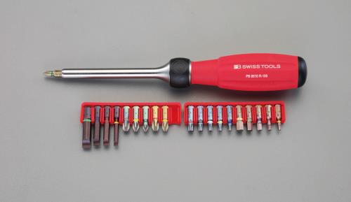 PB SWISS TOOLS（ピービースイスツールズ） ドライバービットセット(ﾗﾁｪｯﾄ式ﾊﾝﾄﾞﾙ付) PB8510.R-100Set