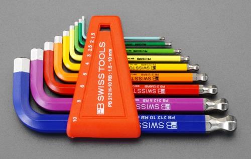 PB SWISS TOOLS（ピービースイスツールズ） 1.5-10mm/９本組 [Ball Hexagon]キーレンチ PB212.H-10RBCN