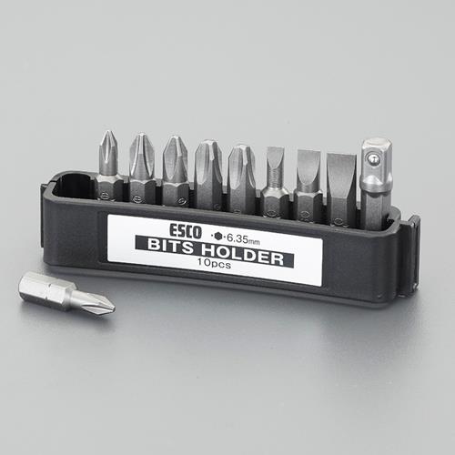ESCO（エスコ） 10本組 [+ -]ﾋﾞｯﾄ+1/4”DRｿｹｯﾄｱﾀﾞﾌﾟﾀｰｾｯﾄ EA611E-100