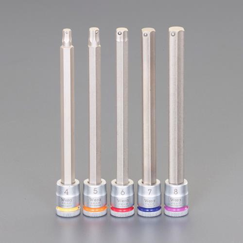 Wera（ヴェラ） 1/4”DR [Hex-Plus]ﾛﾝｸﾞﾋﾞｯﾄｿｹｯﾄ(ﾎｰﾙﾄﾞ/5個) 003345