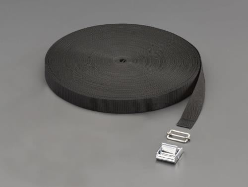 ESCO（エスコ） 25x1.2mm/50m 平織ﾊﾞﾝﾄﾞ･ﾊﾞｯｸﾙｾｯﾄ(黒) EA628PT-625