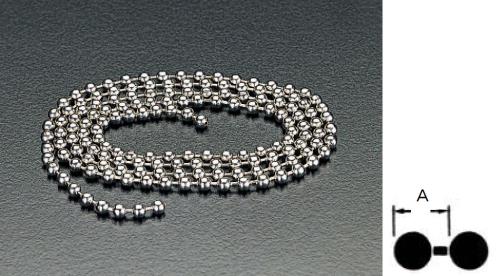 ESCO（エスコ） 3.2mmx30m ボールチェーン(ｽﾃﾝﾚｽ製) EA638DT-33