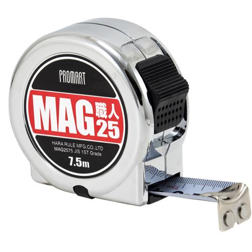 原度器（PROMART） 25mmx7.5m ﾒｼﾞｬｰ(ﾏｸﾞﾈｯﾄﾎﾙﾀﾞｰ･安全ﾛｰﾌﾟ付) MAG2575