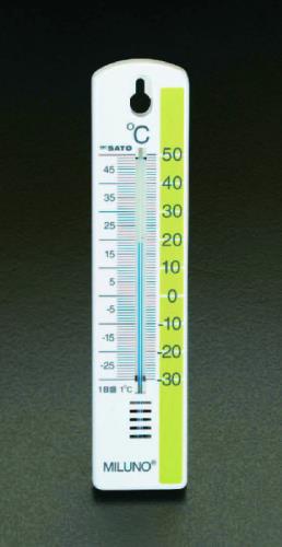 佐藤計量器製作所 200x44mm 温度計(白/緑) 1513-20