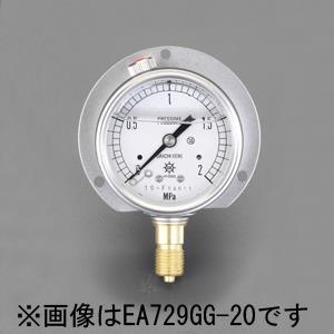 ESCO（エスコ） 60mm/0-0.1MPa つば付圧力計(ｸﾞﾘｾﾘﾝ入) EA729GG-1