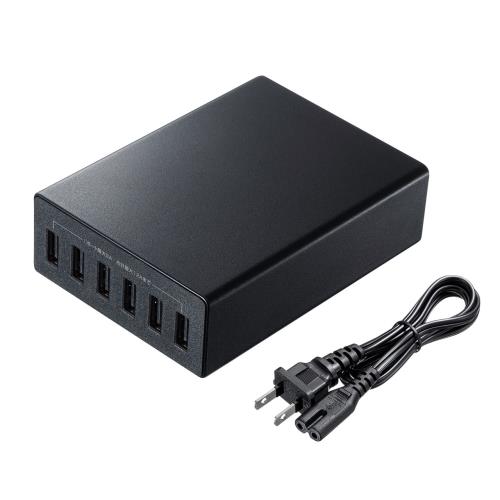 サンワサプライ [ 6ﾎﾟｰﾄ] ＵＳＢ充電器(高耐久/ﾌﾞﾗｯｸ) ACA-IP67BK