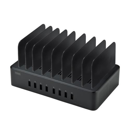 サンワサプライ [ 8ﾎﾟｰﾄ] ＵＳＢ充電器(ｽﾀﾝﾄﾞ一体型) ACA-STN74BK
