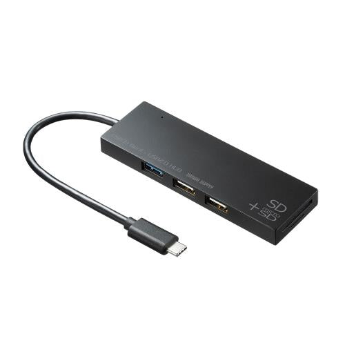 サンワサプライ [2+1ﾎﾟｰﾄ] コンボハブ(ｶｰﾄﾞﾘｰﾀﾞｰ付/Type-C) USB-3TCHC16BK