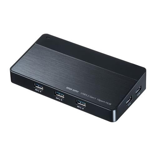 サンワサプライ [10ﾎﾟｰﾄ] USB3.2ハブ(充電ﾎﾟｰﾄ付 USB-3H1006BK