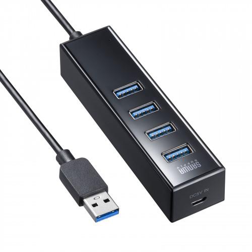 サンワサプライ [４ﾎﾟｰﾄ] USB3.2ハブ(ﾏｸﾞﾈｯﾄ固定式/1m) USB-3H405BKN