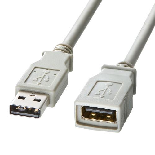 サンワサプライ 1.0m USB延長ケーブル(A-A/2.0対応/ｸﾞﾚｰ) KB-USB-E1K2