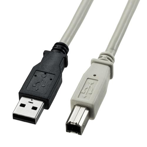 サンワサプライ 1.0m USBケーブル(A-B/2.0対応/黒･ｸﾞﾚｰ) KU20-1K