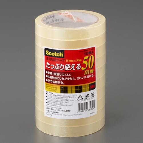 ３Ｍ（スリーエム） 15mmx50m 透明粘着テープ(10巻) 500-3-15-10P