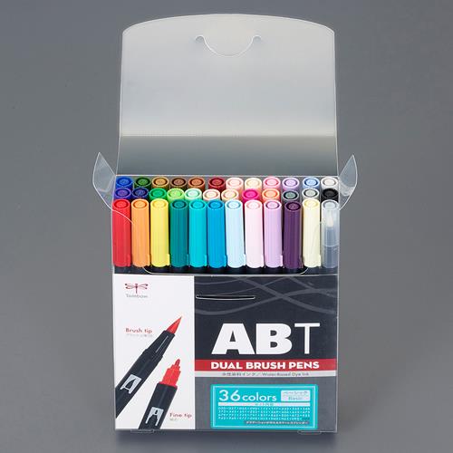 トンボ鉛筆 ３６本 水性・筆ペンセット(太/細両用) AB-T36CBA