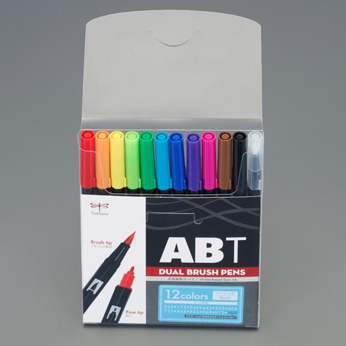 トンボ鉛筆 １２本 水性・筆ペンセット(太/細両用) AB-T12CBA