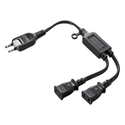 サンワサプライ AC125V/15Ax0.4m 分配コード(2口) TAP-EX2BKN