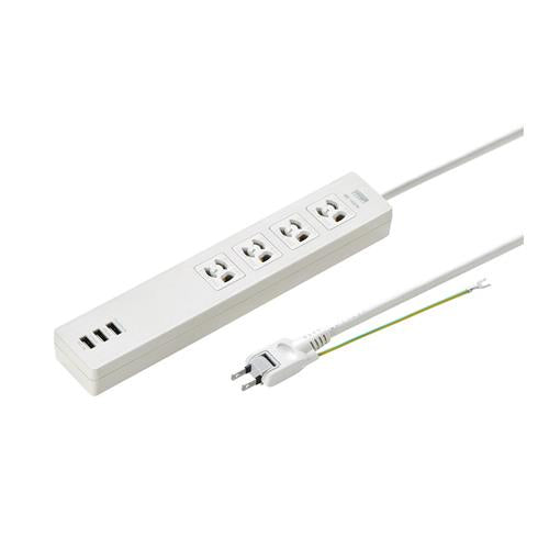 サンワサプライ AC125V/ 4A タップ(USB充電ﾎﾟｰﾄ3個付) TAP-F37U-2
