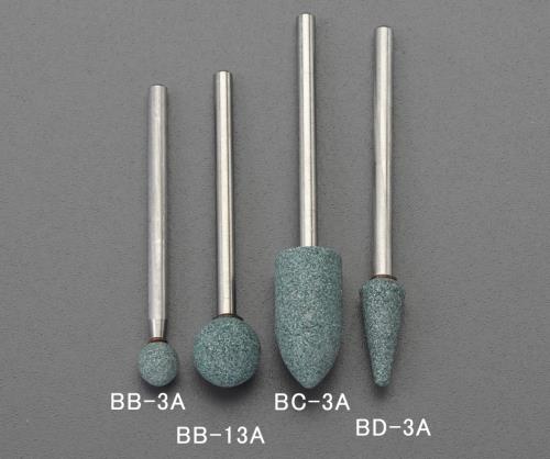 ESCO（エスコ） 10x20mm/3mm軸 軸付砥石(砲弾型/緑) EA819BC-3A