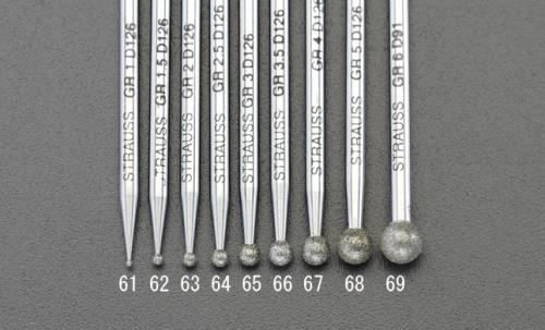 ESCO（エスコ） φ6.0mm/45mm ダイヤモンドバー(丸/3mm軸) EA819DG-69
