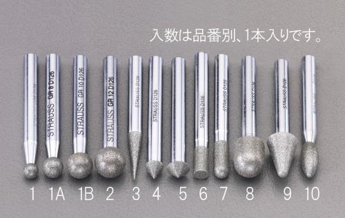 ESCO（エスコ） φ 10mm/60mm ダイヤモンドバー(丸/6mm軸) EA819DL-1B