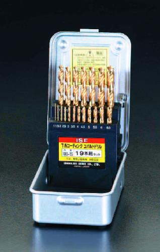 ESCO（エスコ） 1.0- 10mm/ 19本組 ｽﾄﾚｰﾄﾄﾞﾘﾙ(Tin Co-HSS) EA824BE-19