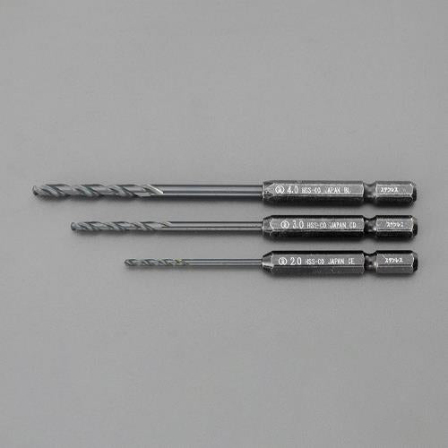 ESCO（エスコ） 2.0-4.0mm/3本組 ｽﾃﾝﾚｽ用ドリル(六角軸) EA824CS-31