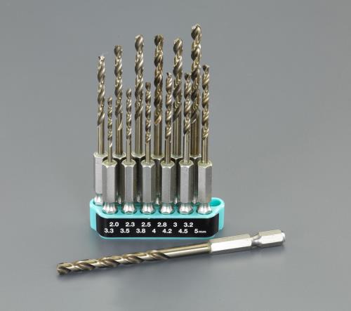 ESCO（エスコ） 2.0-5.0mm/13本組 六角軸ドリル[Co-HSS] EA824DJ