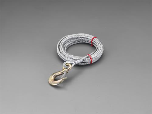 ESCO（エスコ） 6.35mmx 7.5m ワイヤー(ﾌｯｸ付) EA840DB-7.5