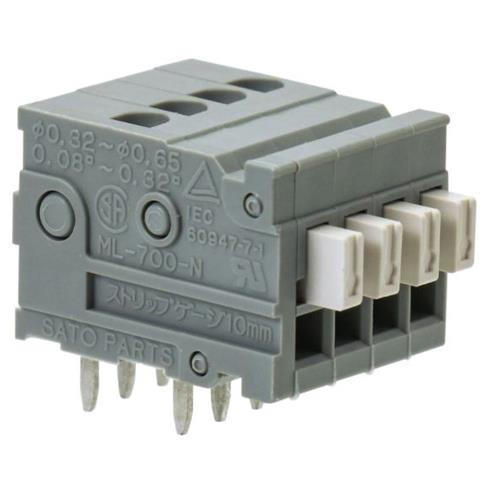 サトーパーツ 4極[ 50V/ 3A] ｽｸﾘｭｰﾚｽ端子台(基板用/白) ML-700-NH-4P