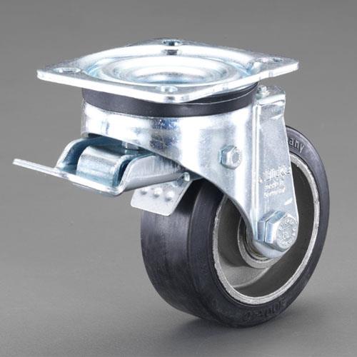 ESCO（エスコ） 100mm キャスター(自在金具・前輪ﾌﾞﾚｰｷ付) EA986JF-100